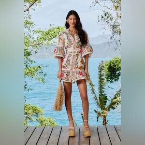 Floral Embroidered Dress with Bell Sleeves